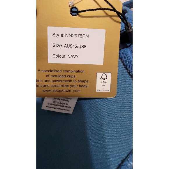 Nip Tuck Swim Womens Navy One Piece Swimsuit Ruched Side Multifit Cup Size 8 NWT - Picture 8 of 11
